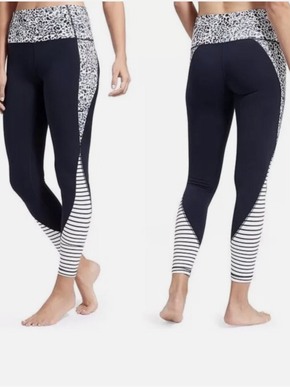 Athleta Navy Petal Salutation 7/8 Ankle Leggings Size  M